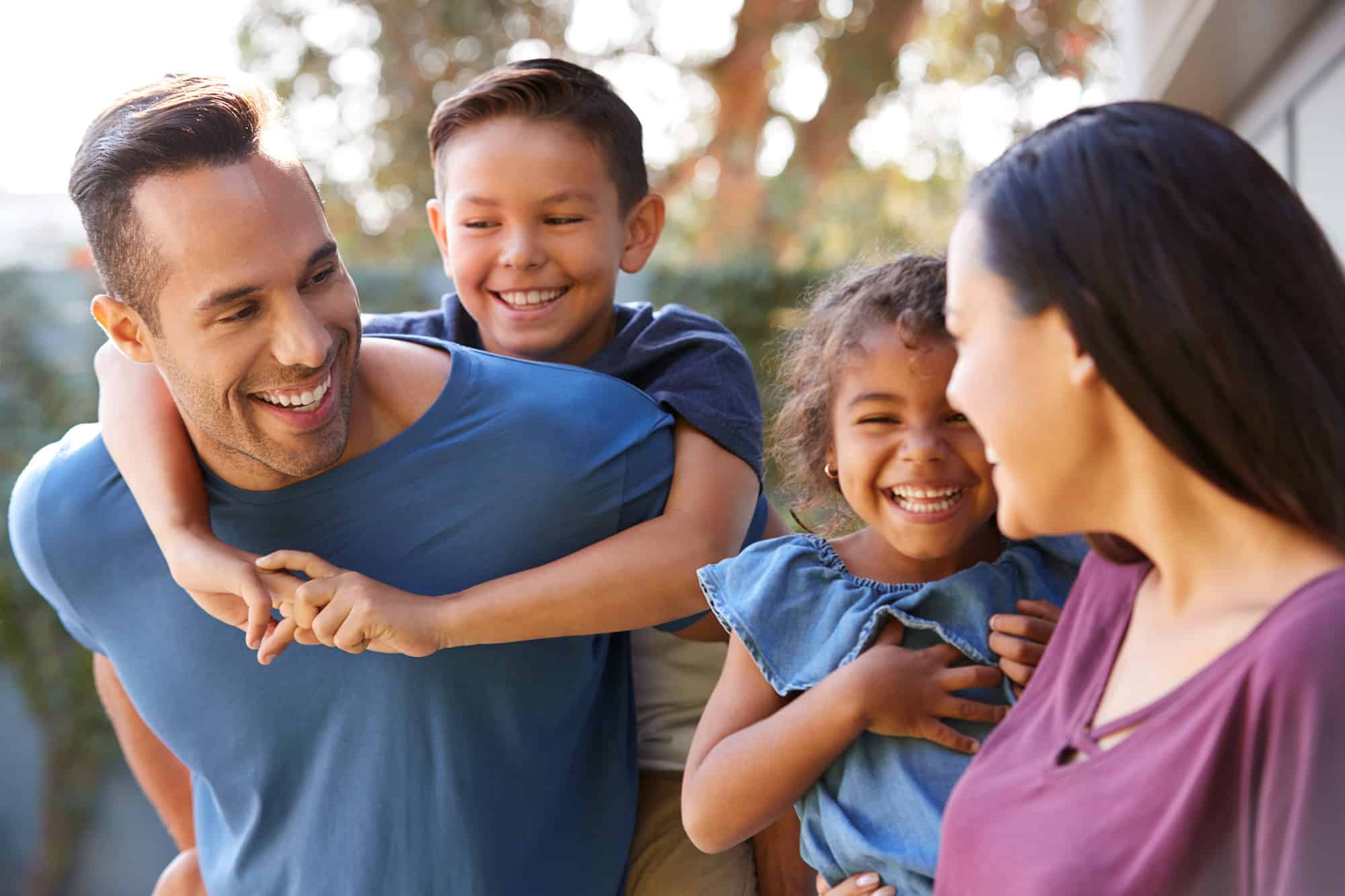 Young family outdoors