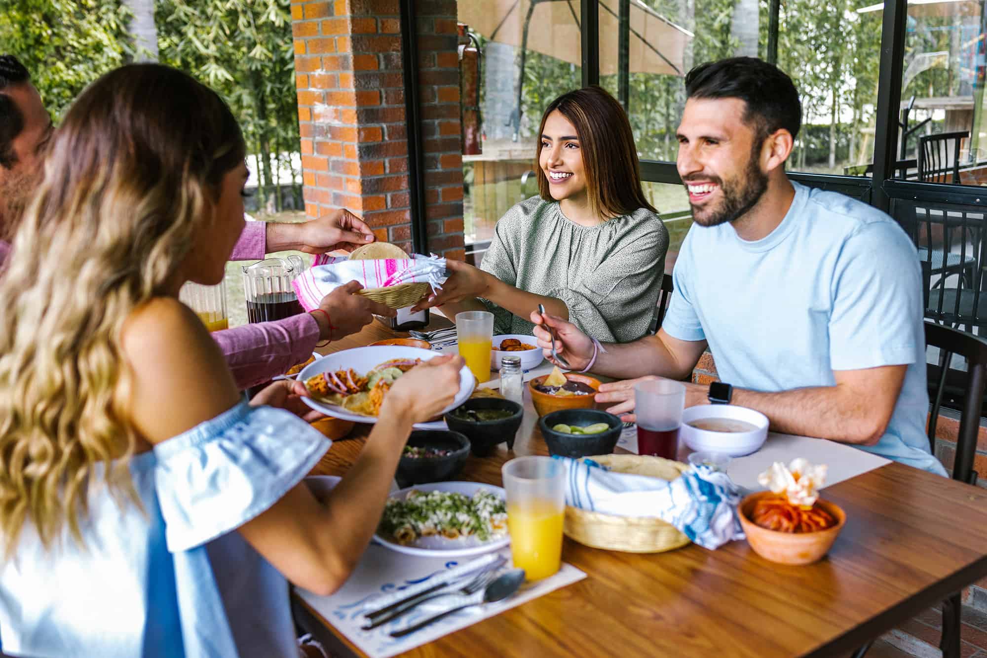 Group dining at restaurant