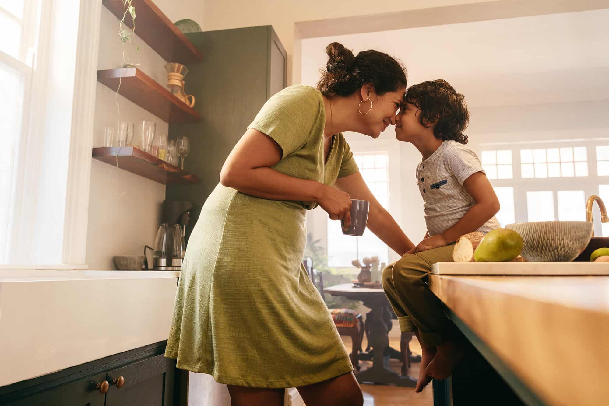 Mom and child in kitchen