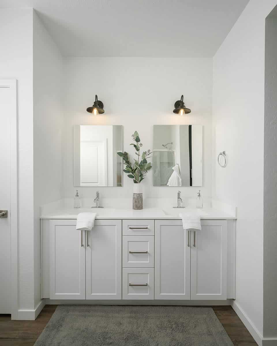 Bathroom counter and mirrors